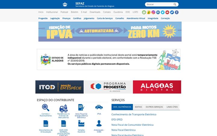 Screenshot of sefaz.al.gov.br