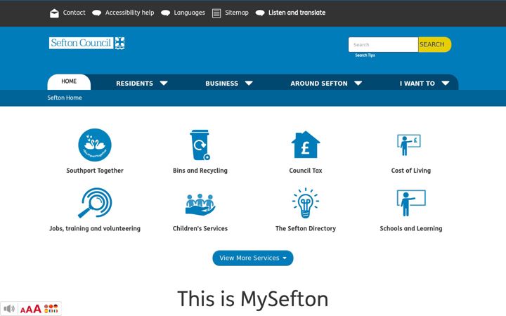 Screenshot of sefton.gov.uk