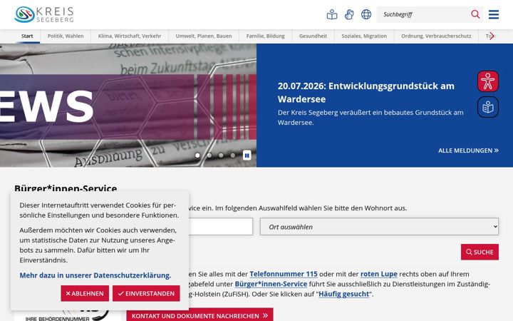 Screenshot of segeberg.de
