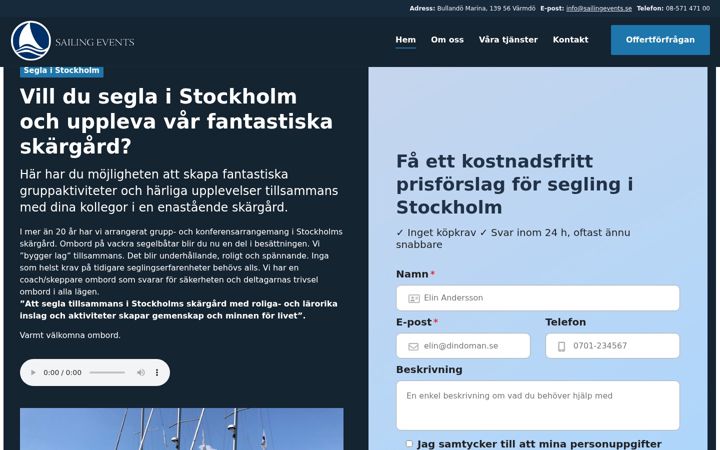 Captura de pantalla de seglastockholm.se