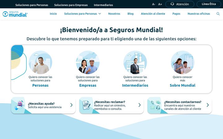 Captura de pantalla de segurosmundial.com.co
