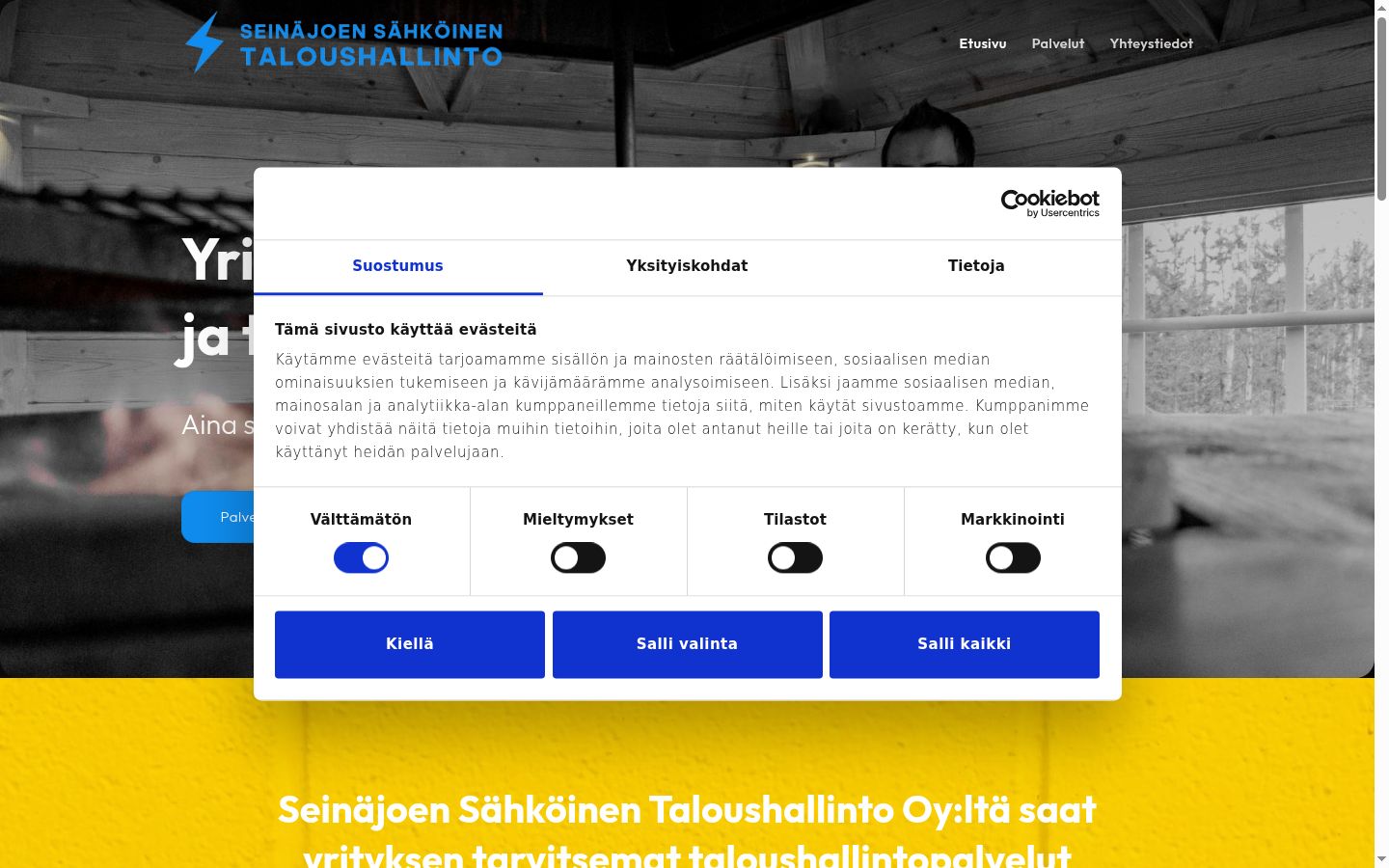 Screenshot van de toestemmingsbanner zoals getoond vóór enige interactie