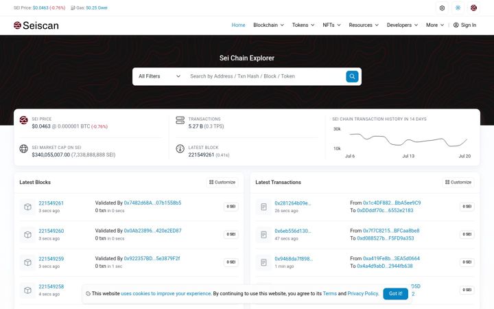 Screenshot of seiscan.io