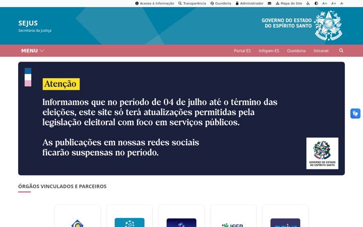 Screenshot of sejus.es.gov.br