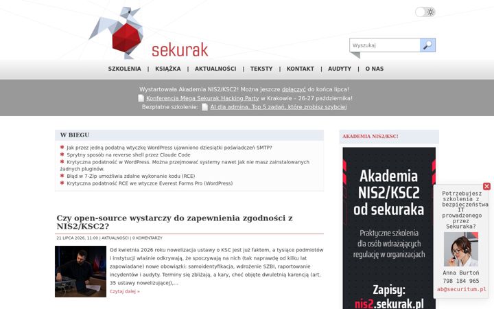 Screenshot of sekurak.pl