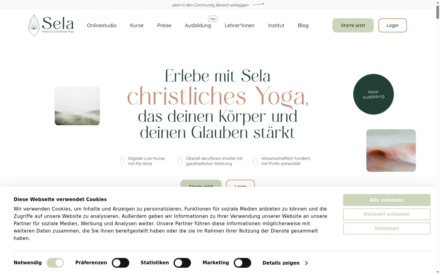 Screenshot des Einwilligungsbanners vor jeglicher Interaktion