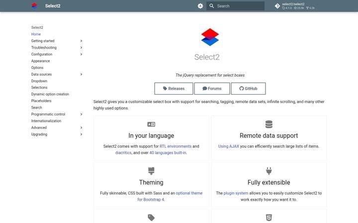 Screenshot of select2.org