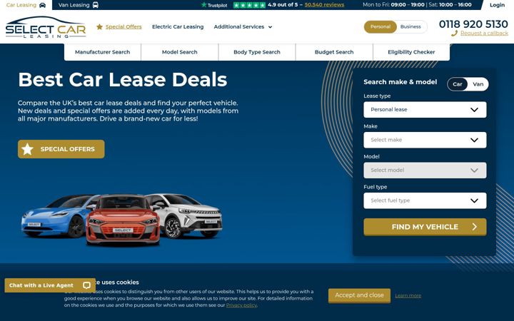 Képernyőkép: selectcarleasing.co.uk