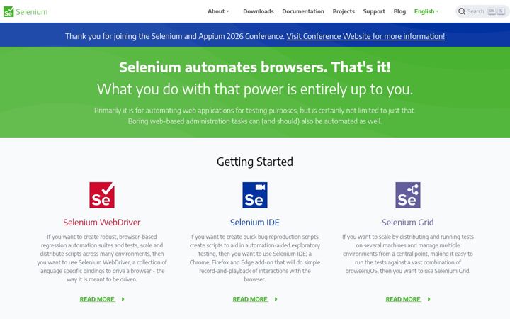 Screenshot of selenium.dev