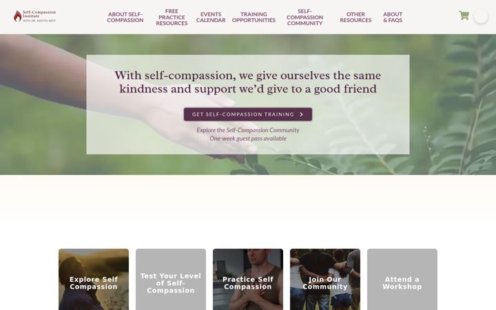 Screenshot of self-compassion.org