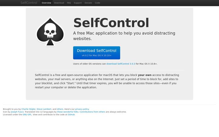 Screenshot of selfcontrolapp.com