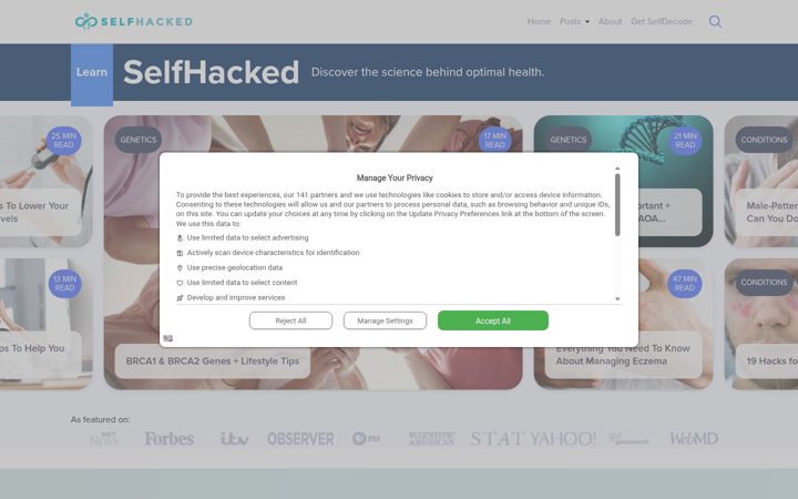 Skärmbild av selfhacked.com