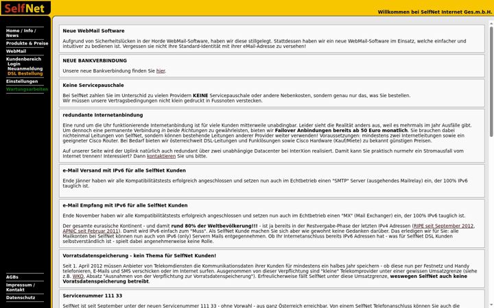 Screenshot of selfnet.at