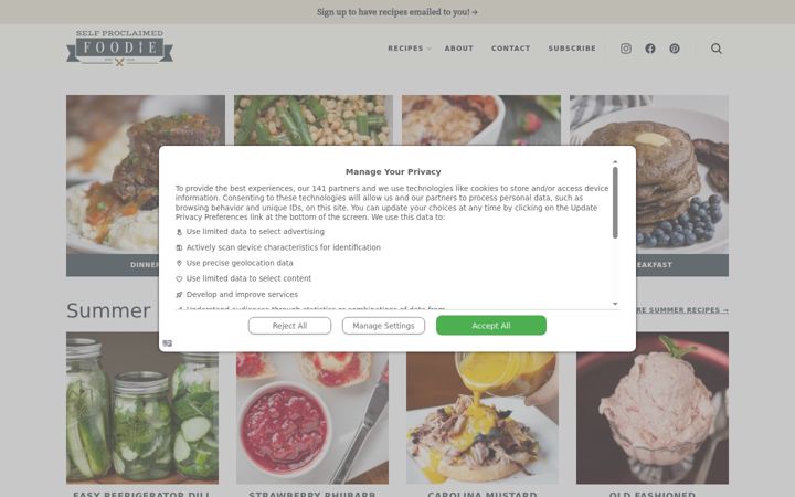 Screenshot of selfproclaimedfoodie.com