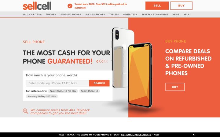 Screenshot of sellcell.com