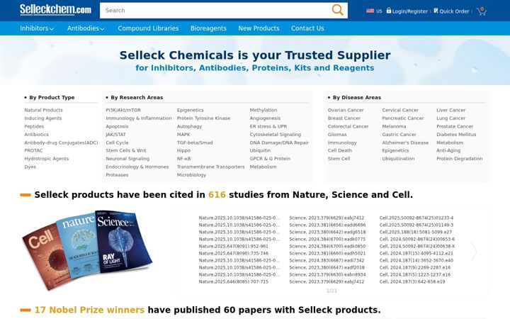 Screenshot of selleckchem.com