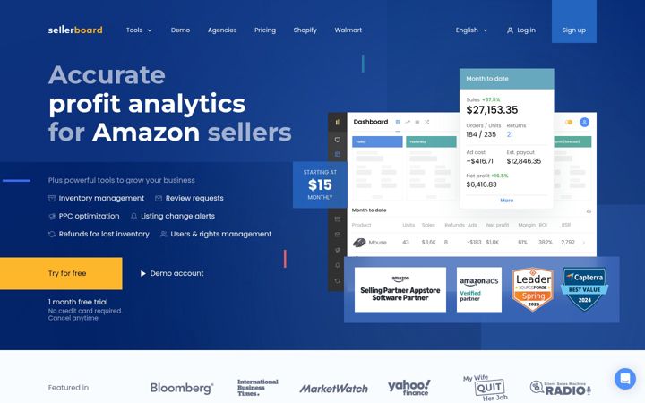 Screenshot of sellerboard.com