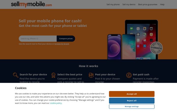 Screenshot of sellmymobile.com