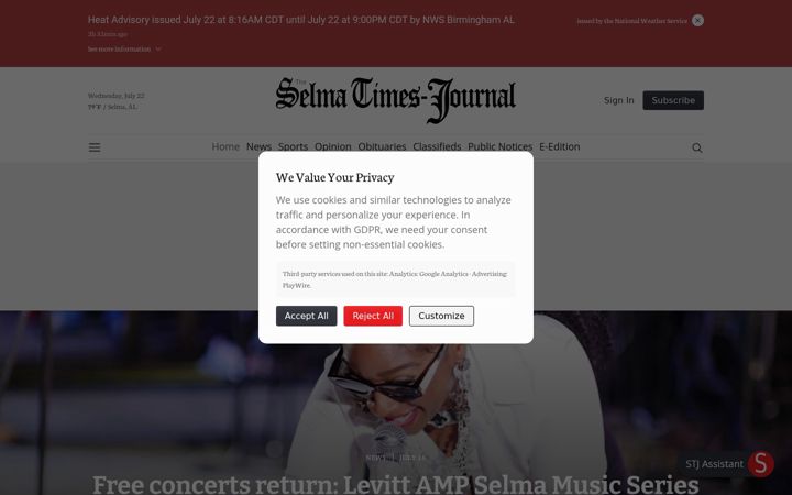 Screenshot of selmatimesjournal.com