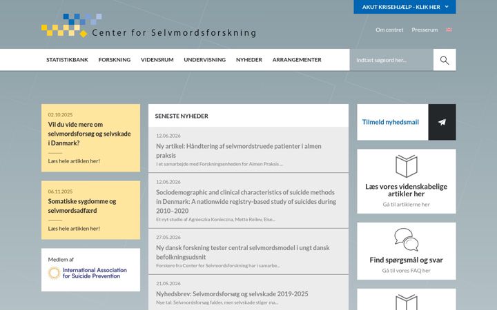Snímek obrazovky selvmordsforskning.dk