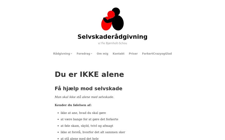 Screenshot of selvskaderaadgivning.dk