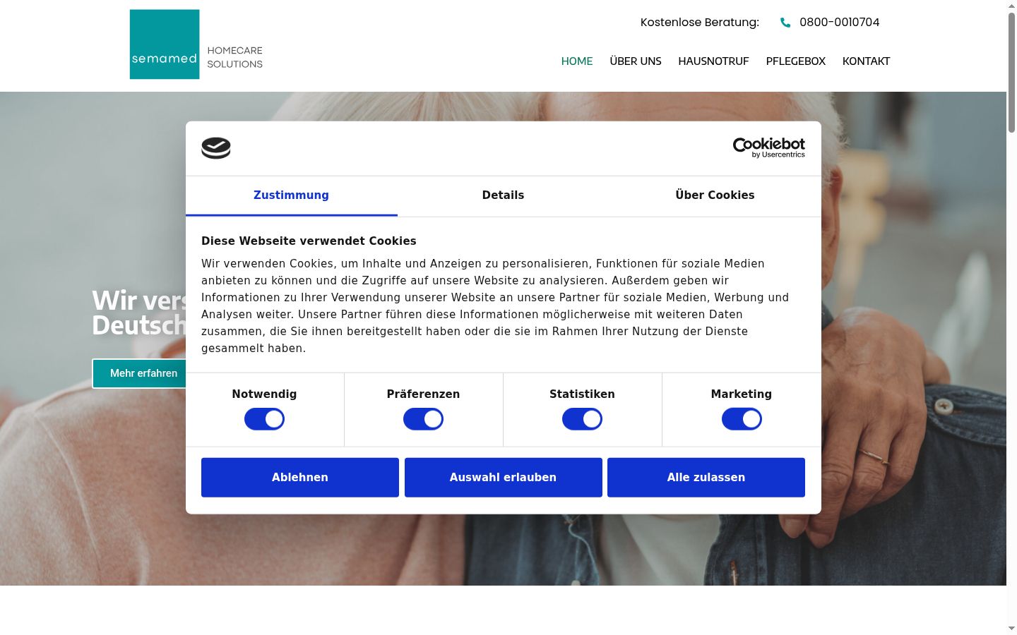 Zrzut ekranu banera zgody wyświetlanego przed jakąkolwiek interakcją