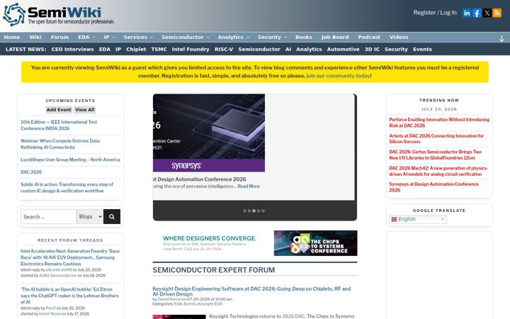 Screenshot of semiwiki.com