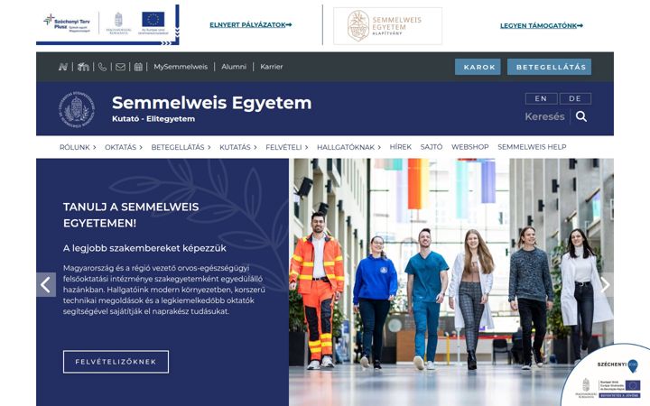 Screenshot of semmelweis.hu