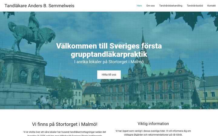 Skärmbild av semmelweis.se