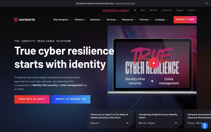 Screenshot of semperis.com