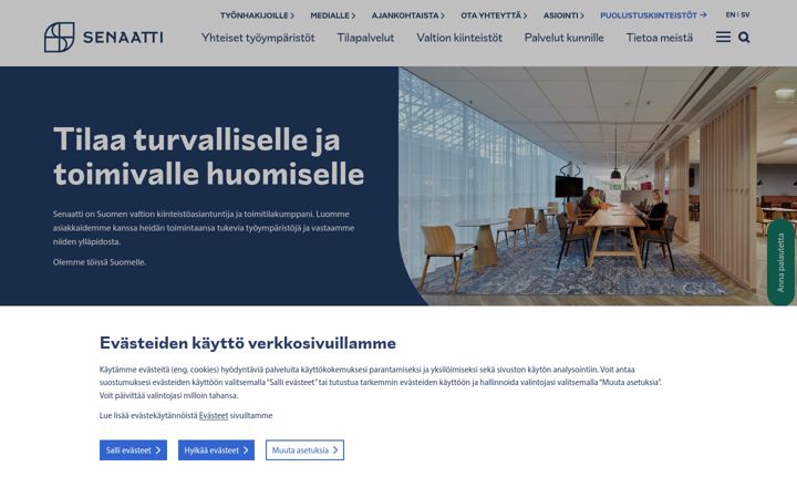 Screenshot of senaatti.fi