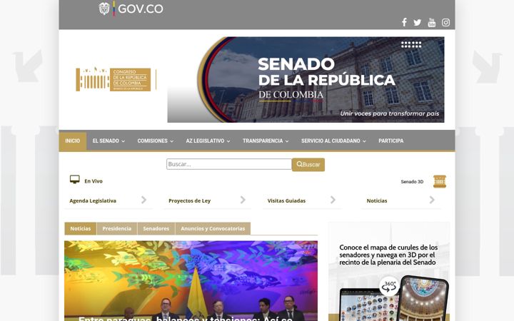 Екранна снимка на senado.gov.co