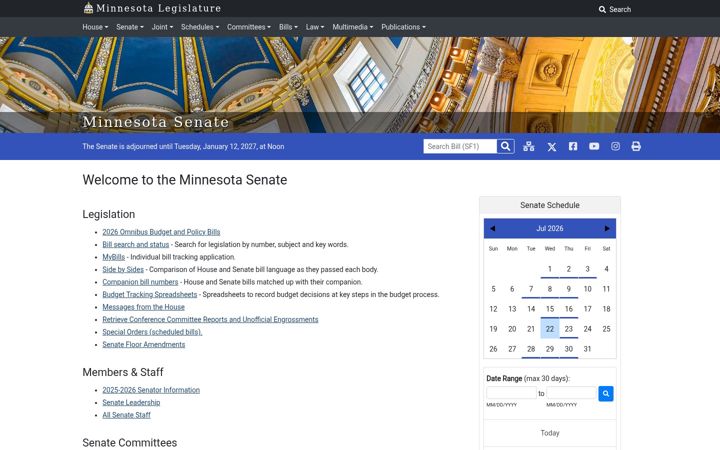 Screenshot of senate.mn