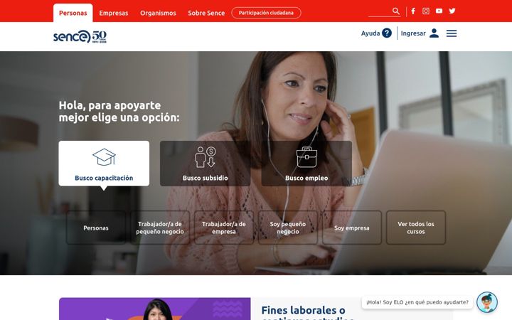 Screenshot of sence.gob.cl
