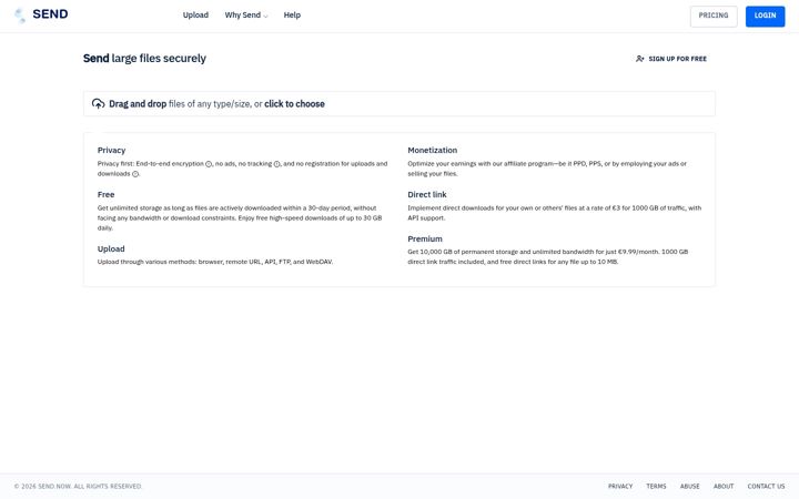Screenshot of send.cm