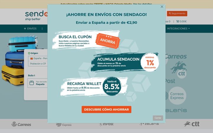 Screenshot of sendago.com
