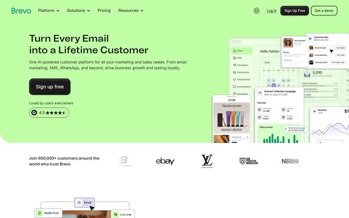 Screenshot von sendinblue.com