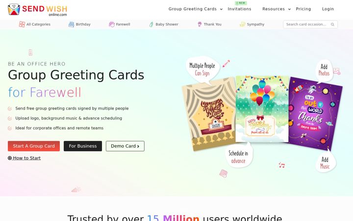Screenshot of sendwishonline.com