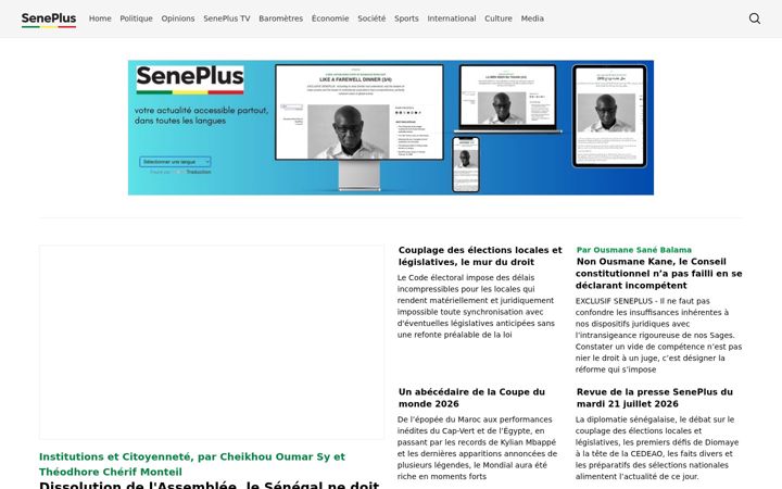 Screenshot ta' seneplus.com