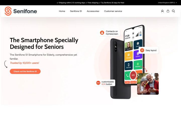 Екранна снимка на senifone.co.uk