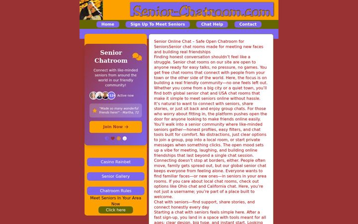 Screenshot of senior-chatroom.com