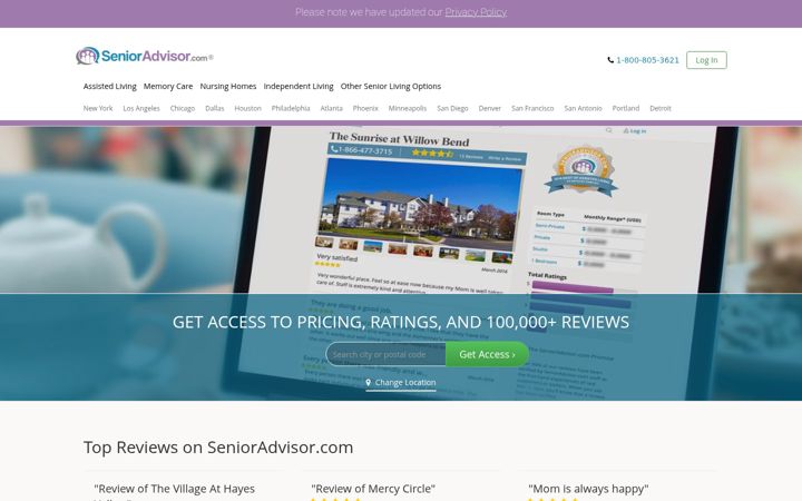 Screenshot of senioradvisor.com