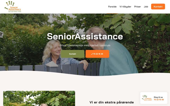 Captură de ecran a seniorassistance.dk
