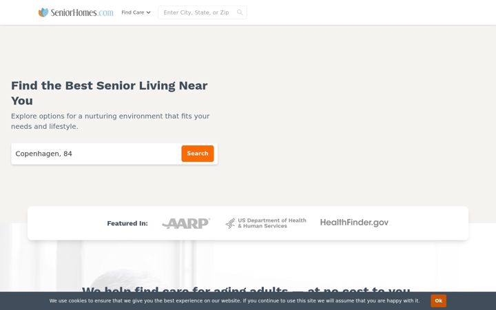 Ekrānuzņēmums no seniorhomes.com