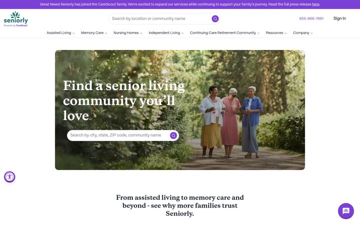 Screenshot of seniorly.com