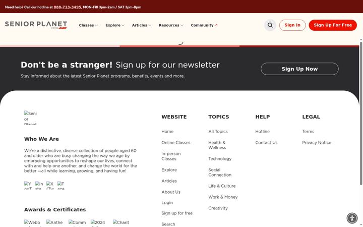 Screenshot of seniorplanet.org