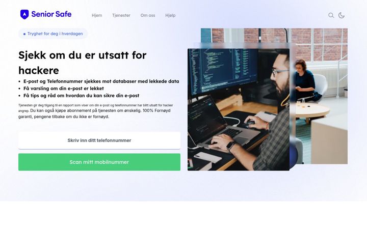 Screenshot of seniorsafe.no