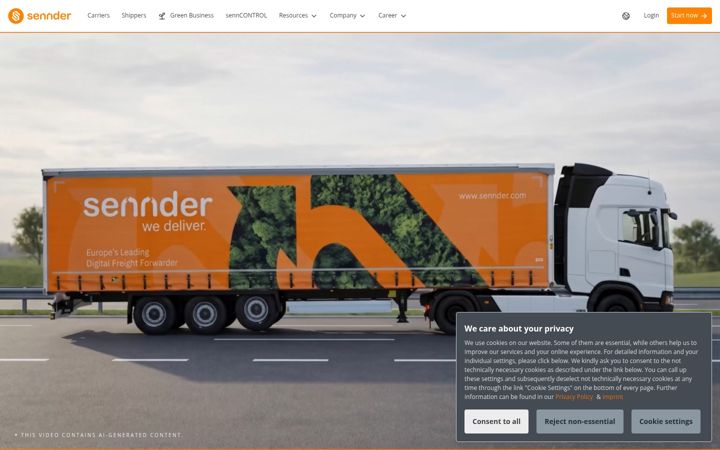 Screenshot of sennder.com