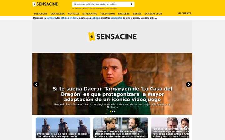 Screenshot ta' sensacine.com