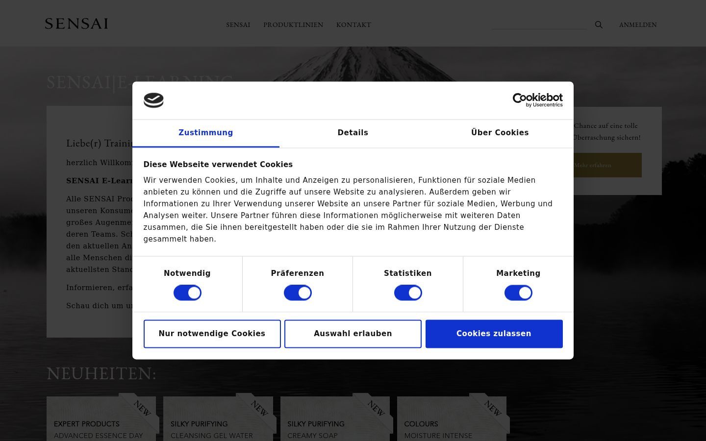 Screenshot of the consent banner shown before any interaction